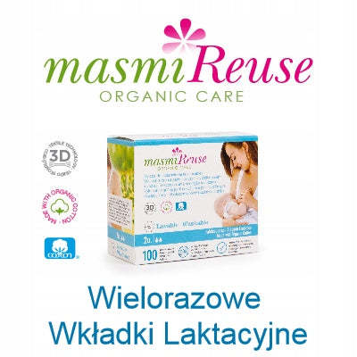 Wiederverwendbare Bio-Stilleinlagen Masmi 100% Baumwolle BIO 2 Stück
