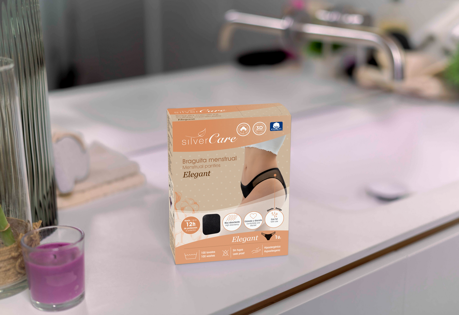 Periodenunterwäsche bio Silver Care ELEGANT (Größen: S, M, L, XL) 100% Bio-Baumwolle