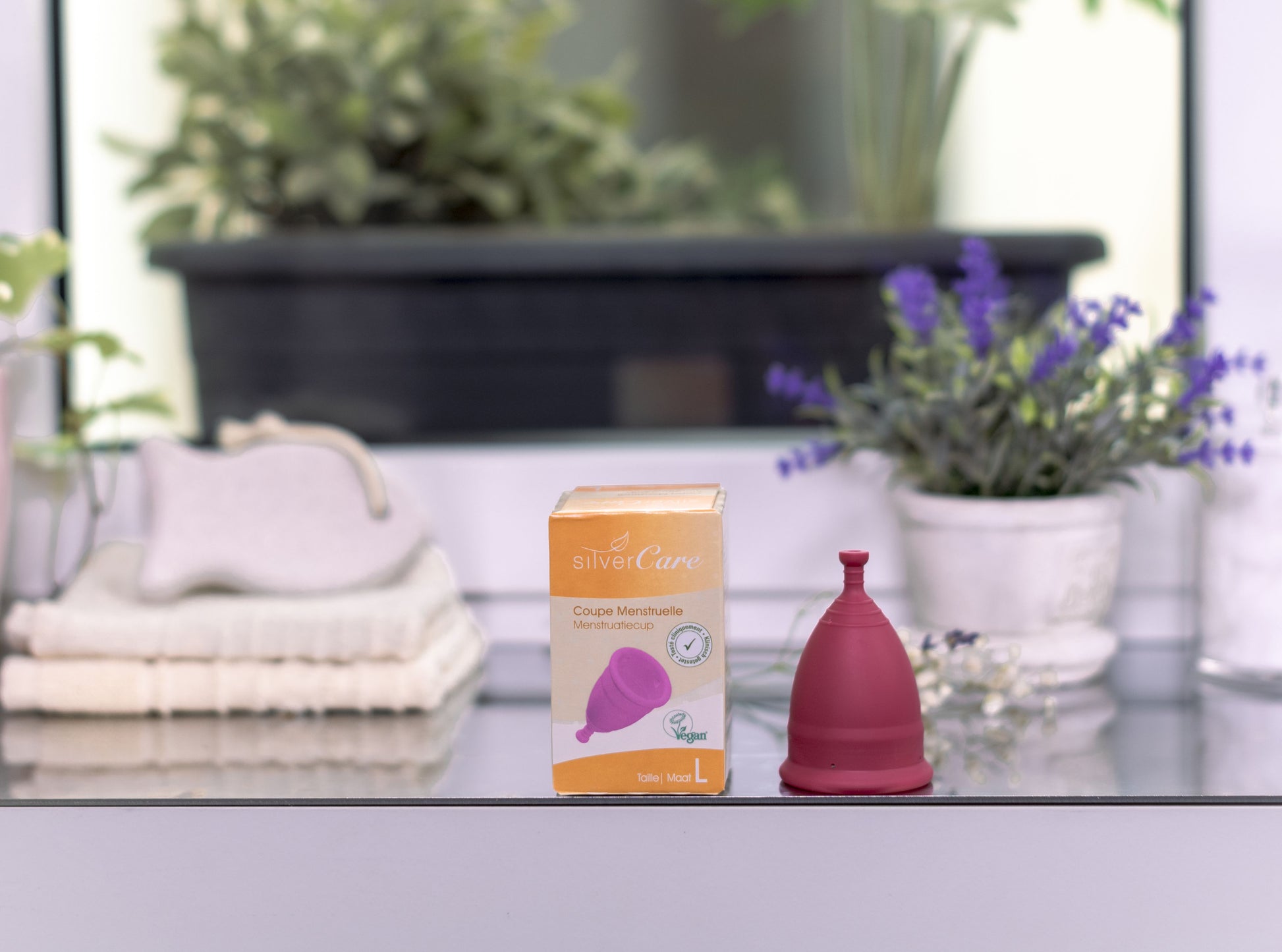 Pink menstrual cup (Silvery Care) - sizes S, M and L 1 piece.