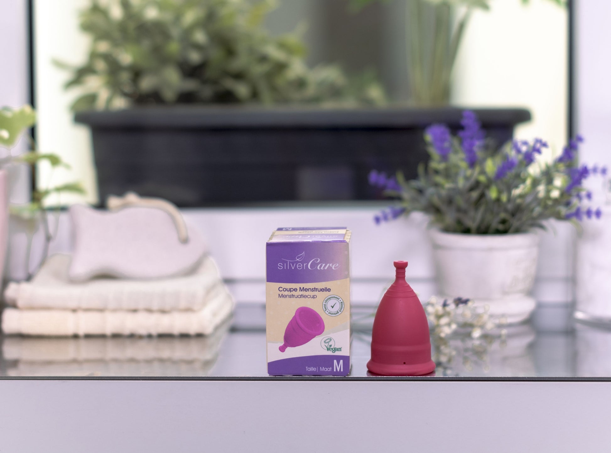 Pink menstrual cup (Silvery Care) - sizes S, M and L 1 piece.