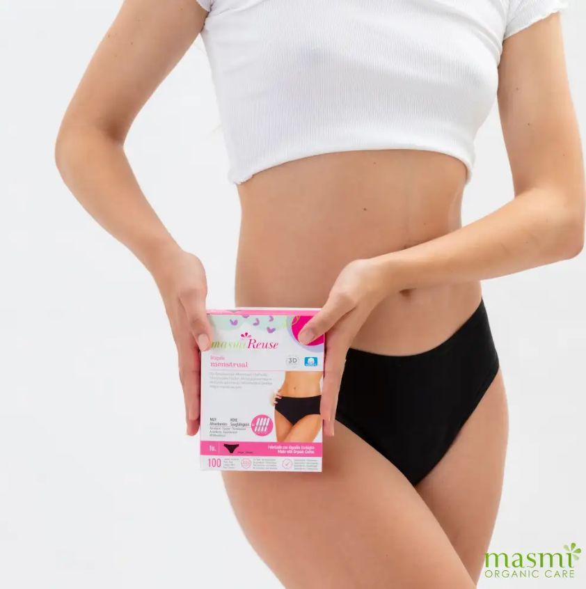 Majtki menstruacyjne ekologiczne Masmi CLASSIC 100% bawełna gw.100 prań