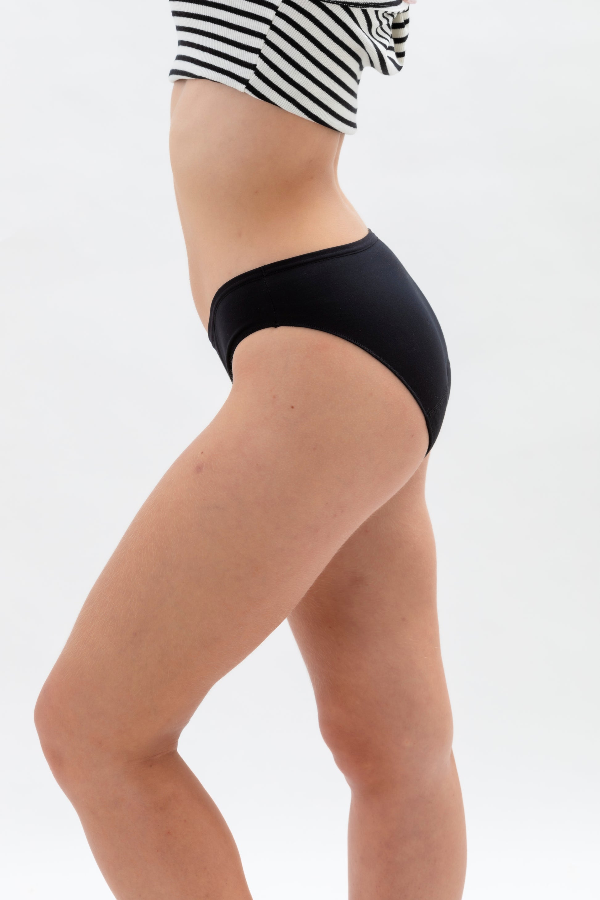 Ökologische Menstruationsslips Masmi MODERN, niedrige Leibhöhe (Größen: S, M, L, XL) 100 % Bio‑Baumwolle