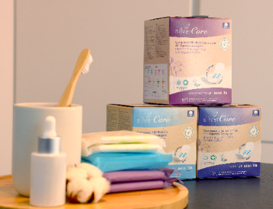 Organic chlorine-free cotton extra-long sanitary pads 100% BIO Silver Care 8 pcs