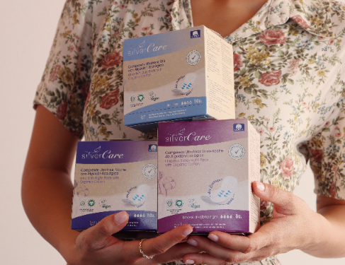 Organic chlorine-free 100% cotton night pads Silver Care BIO 10 pieces