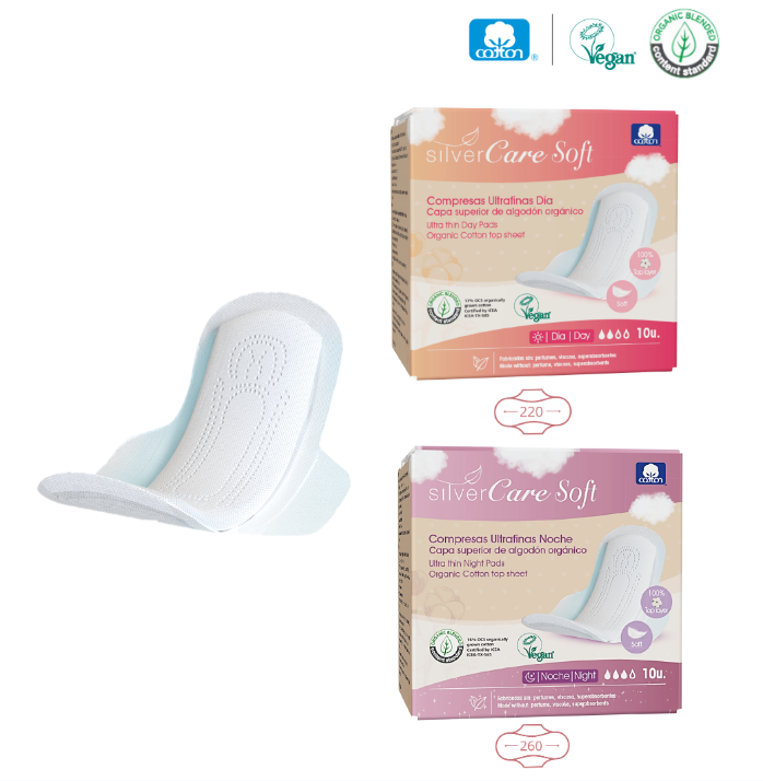 Podpaski ekologiczne bawełniane SOFT na dzień Silver Care 100% BIO 10 szt.