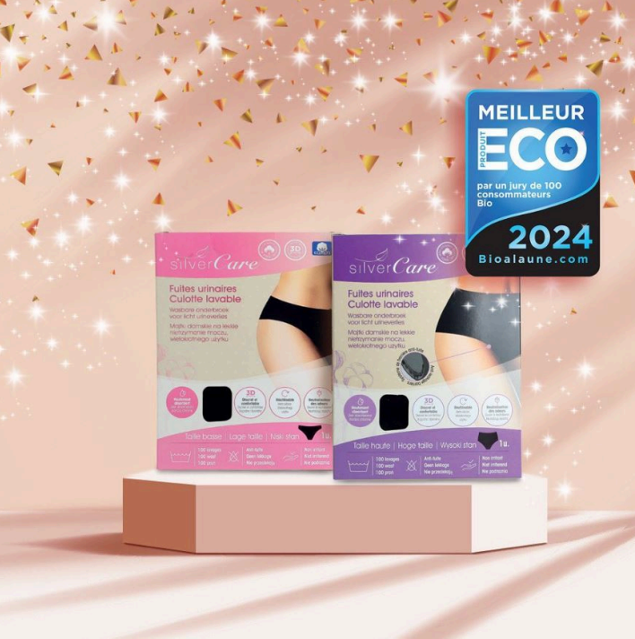 Silver Care Dámské spodní prádlo pro inkontinenci – vysoký pas (velikosti: S, M, L, XL), 100% organická bavlna 1 ks.