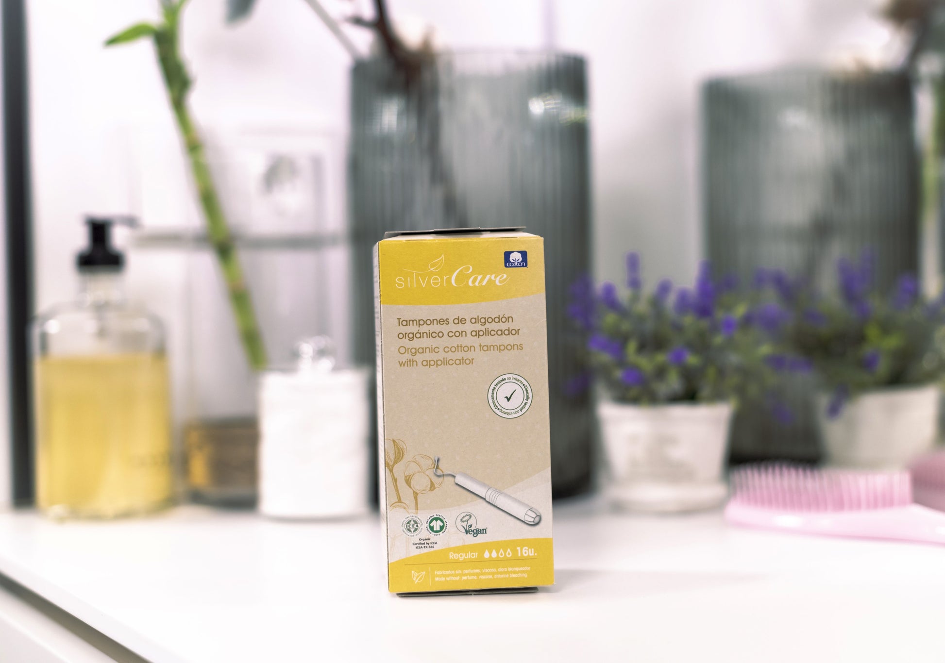 Organic Cotton Tampons Regular with Applicator Silver Care BIO 16 pcs