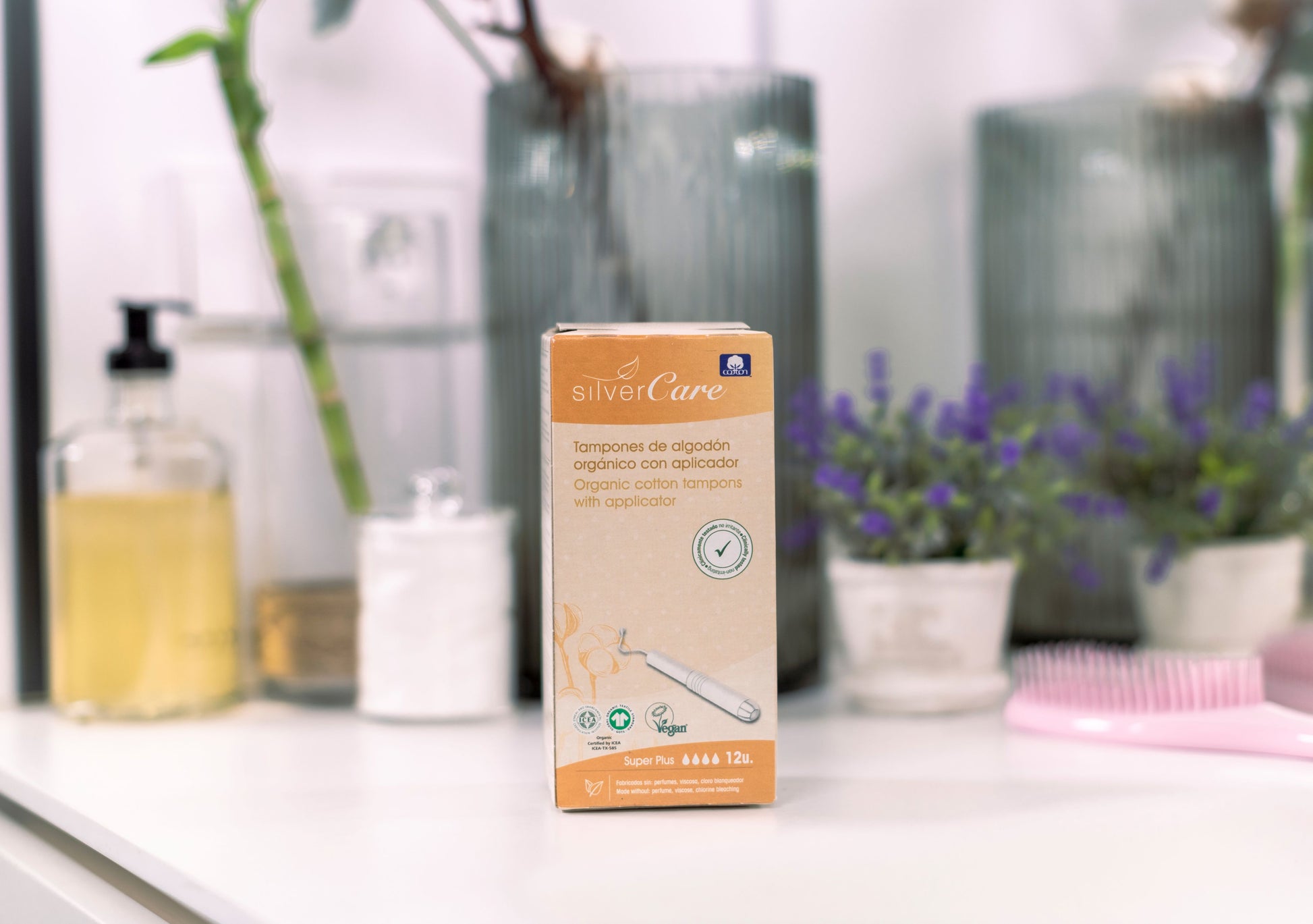 Organic cotton tampons SuperPlus (with applicator) Silver Care BIO 12 pcs