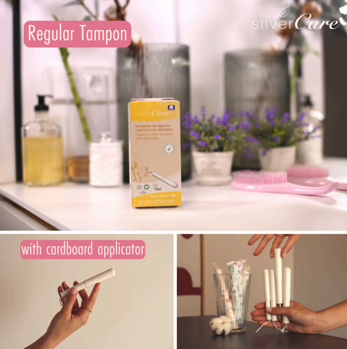 Organic Cotton Tampons Regular with Applicator Silver Care BIO 16 pcs