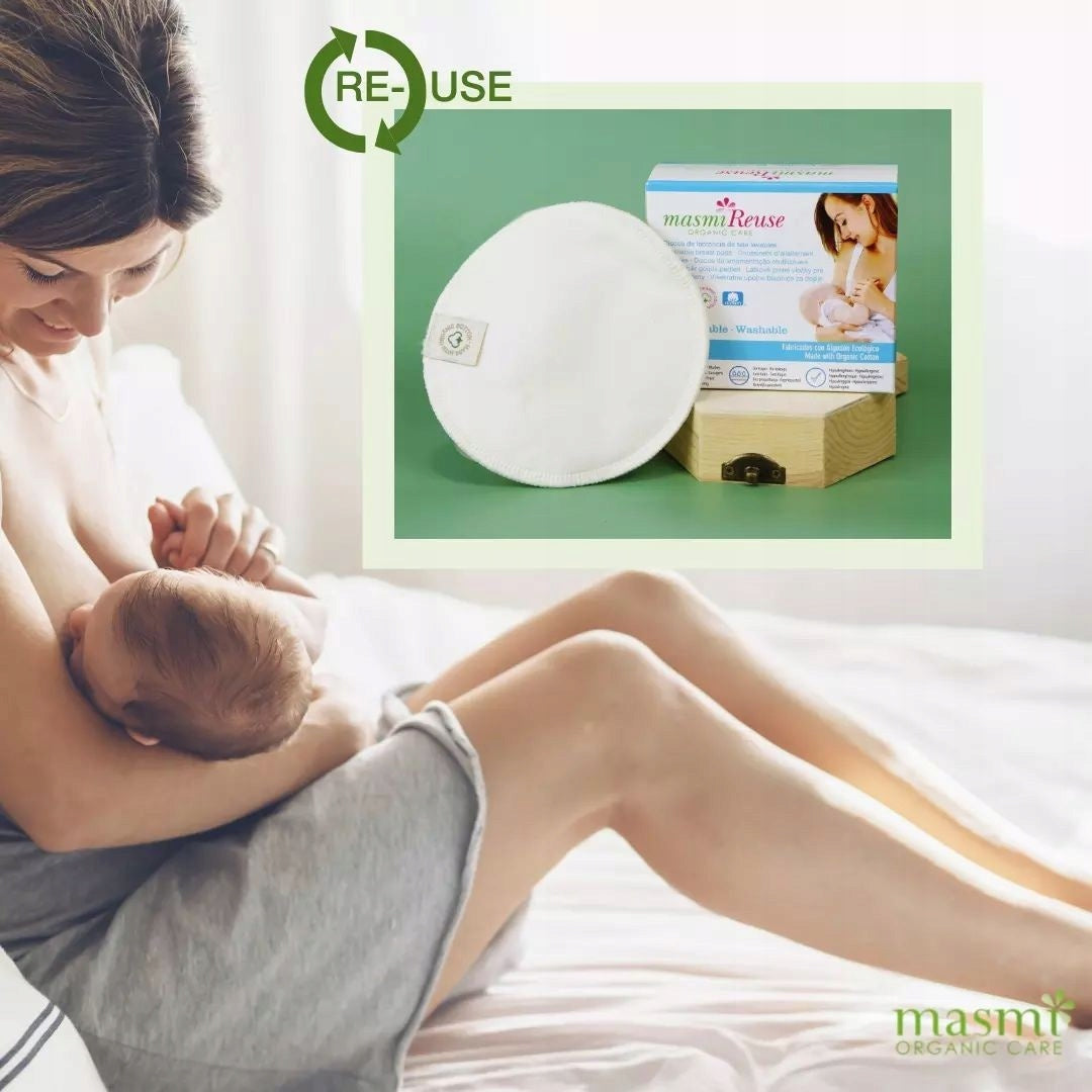 Wiederverwendbare Bio-Stilleinlagen Masmi 100% Baumwolle BIO 2 Stück