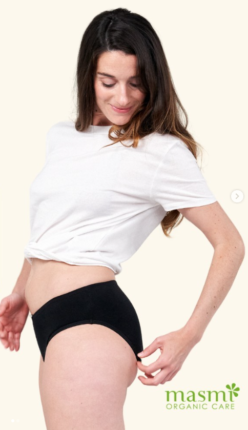 Masmi Urinary Incontinence Underwear – High Waist (sizes: S, M, L, XL), 100% organic cotton 1 piece.