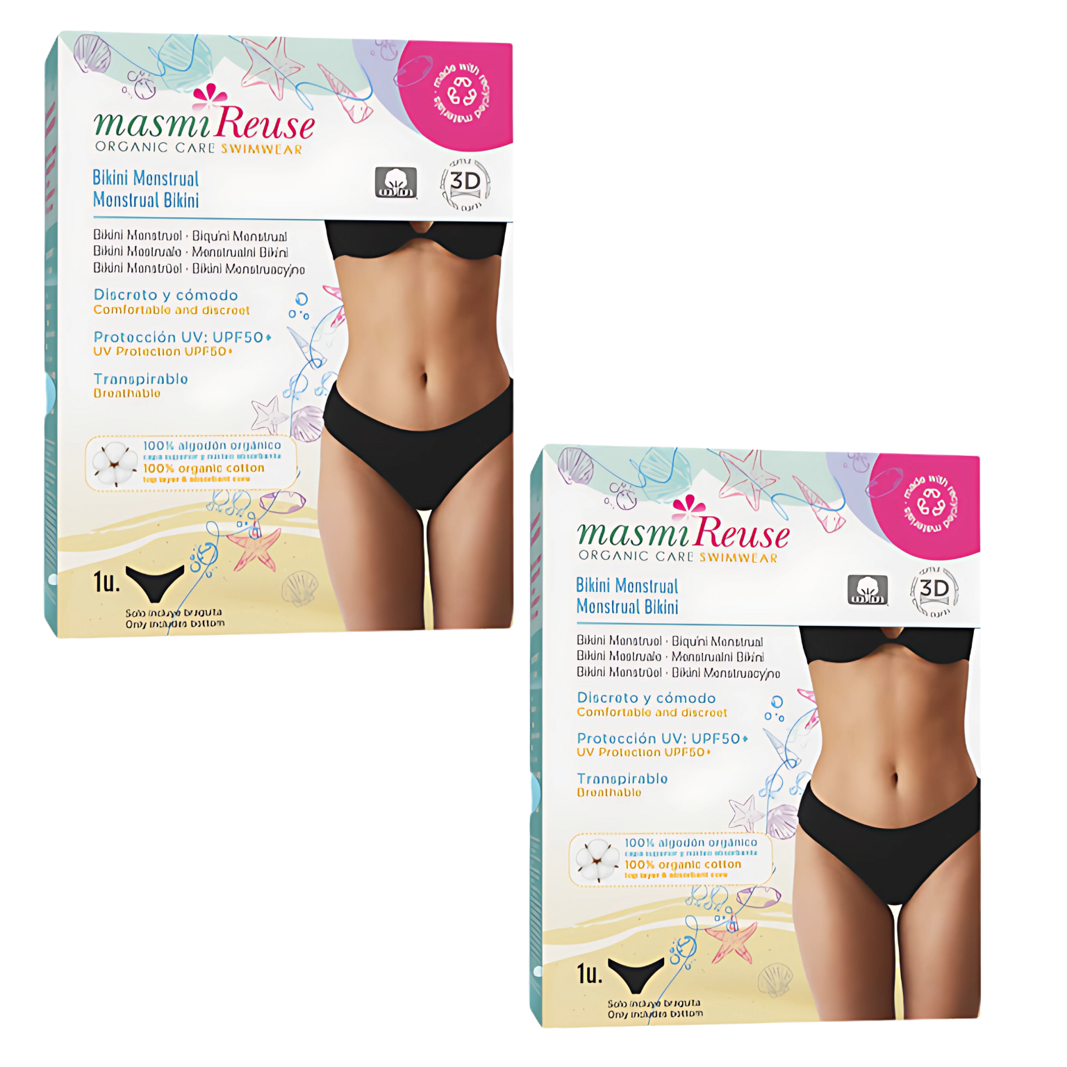 SET -3% 2 x Masmi Reusable Period Underwear for Swimming UPF 50+ / chlorine-resistant