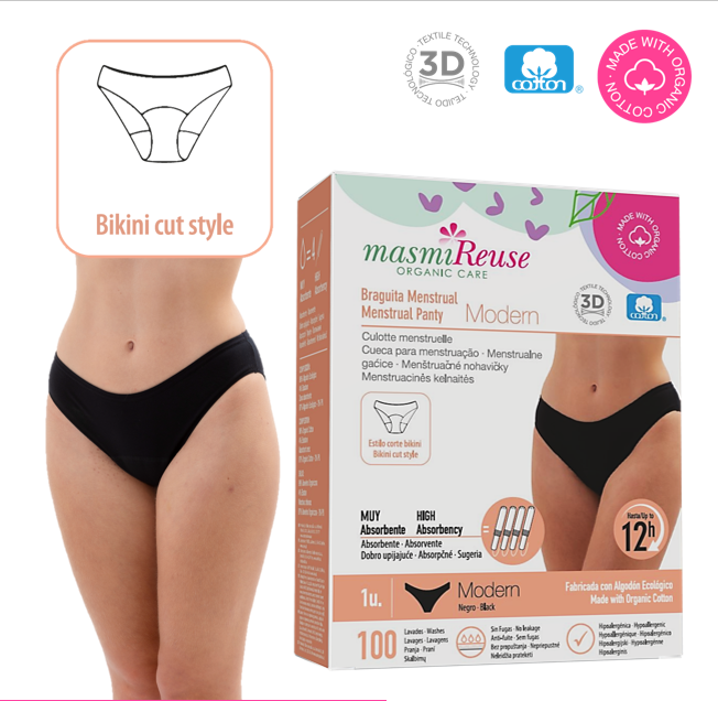 SET -3% 2 x Masmi ECO Menstrual Underwear MODERN (sizes: S, M, L, XL), 100% organic cotton