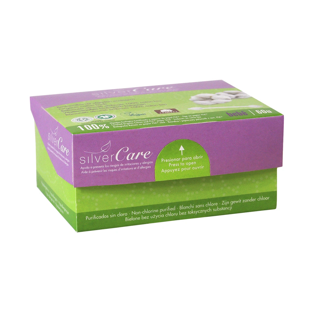 Organic Cotton Eco Cotton Buds for Children SilverCare 100% BIO 60 pcs