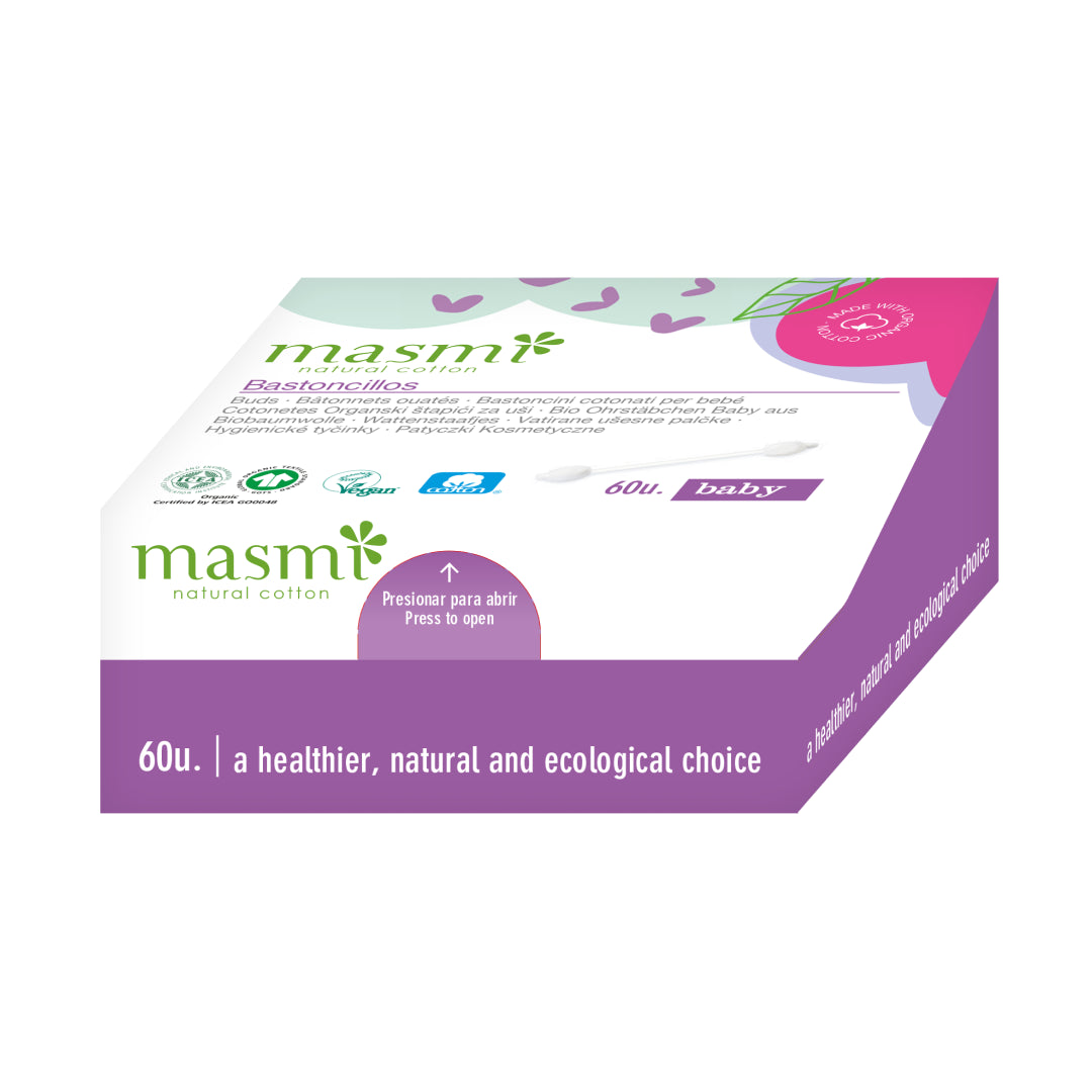 Organic cotton eco-friendly cotton swabs for children Masmi 100% BIO 60 pcs.