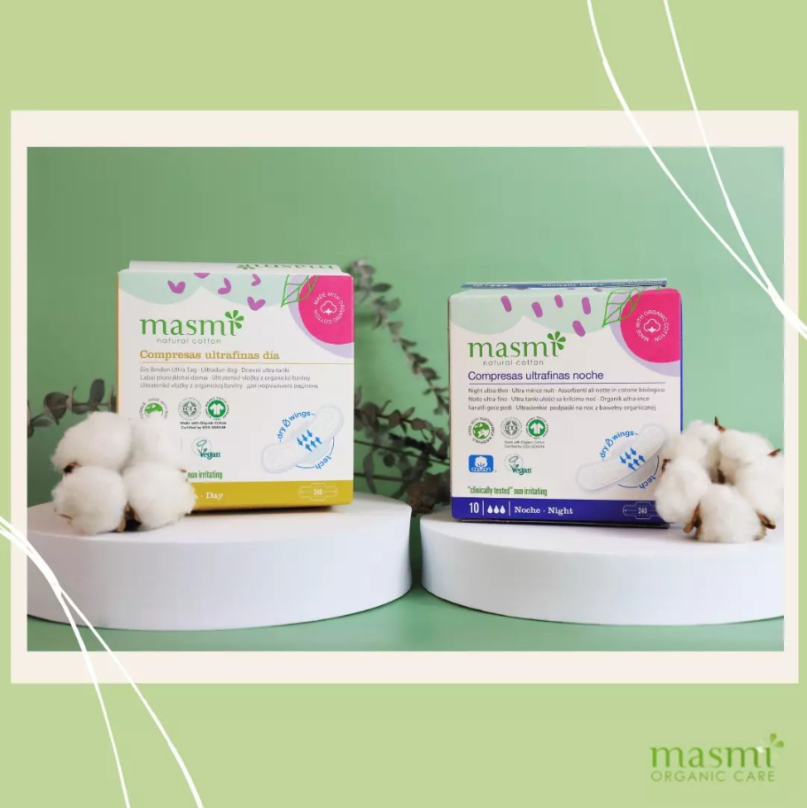 Masmi Ultratenké bavlněné denní vložky s křidélky, 100% organická bavlna 10 ks