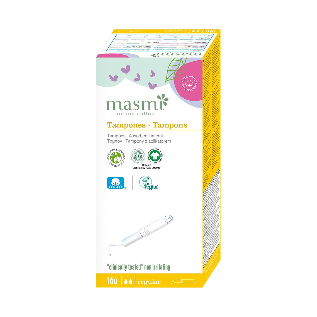 Organic Chlorine-Free Cotton Tampons Regular (with applicator) Masmi 100% BIO 16 pcs