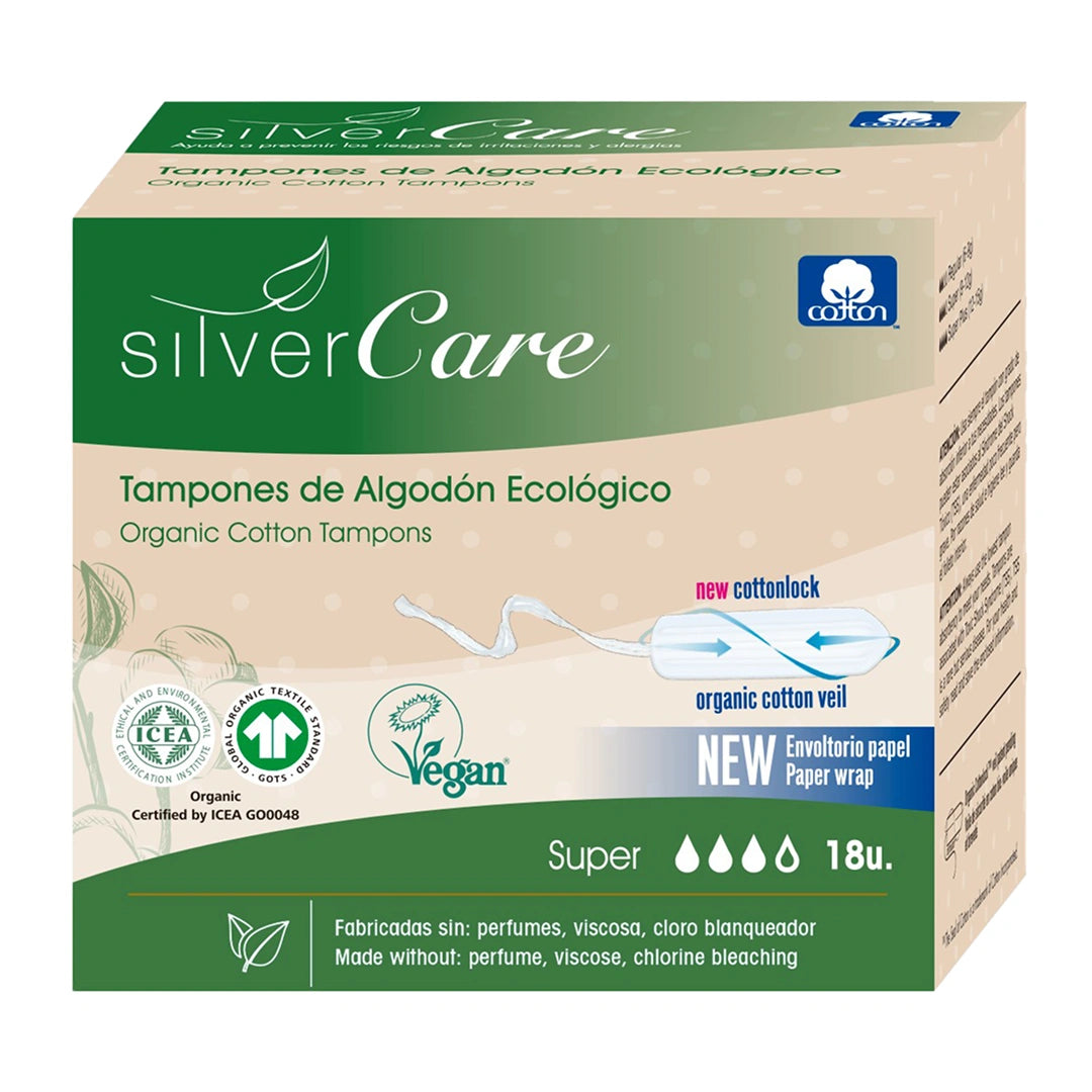 Organic Cotton Tampons Super (without applicator) Silver Care BIO 18 pcs