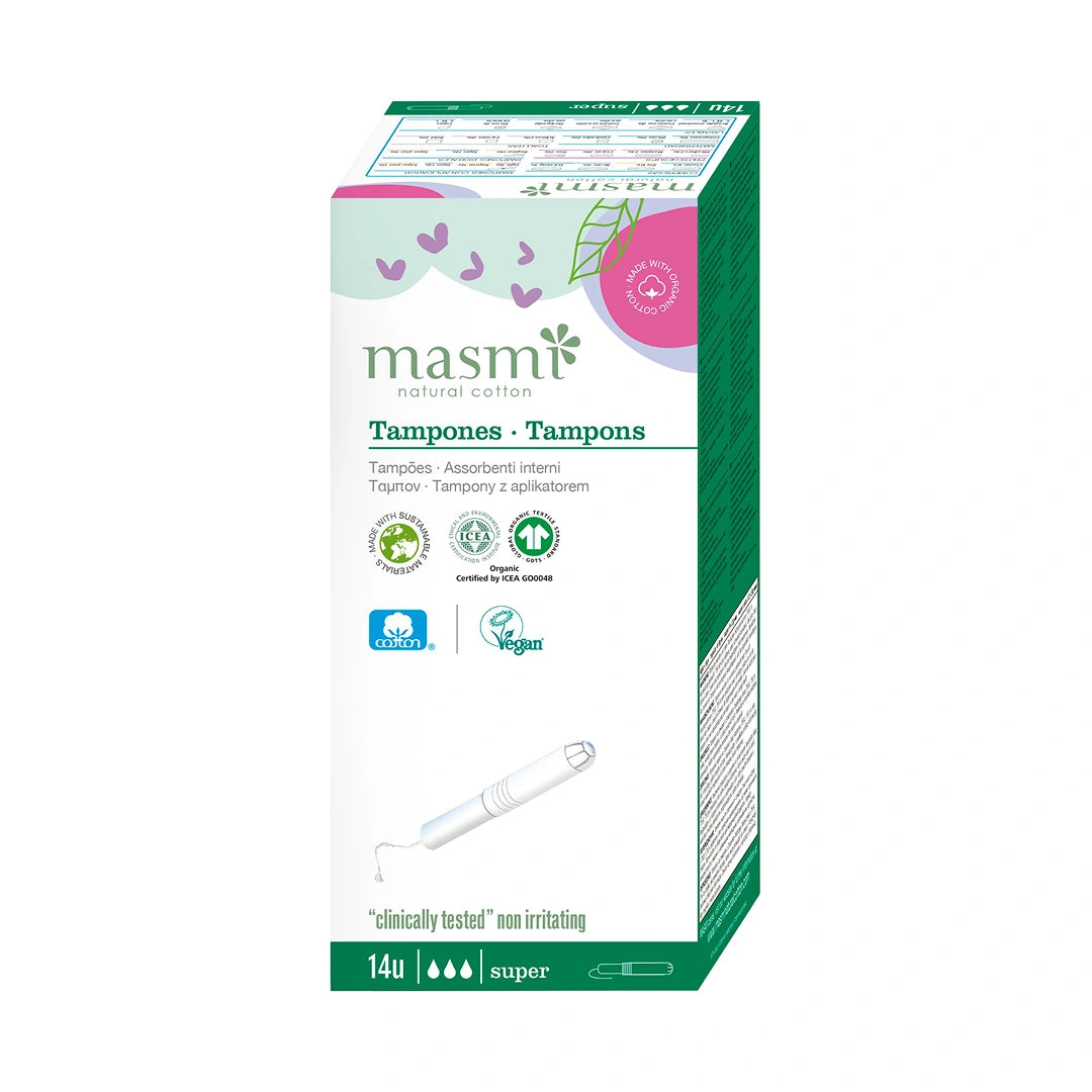 Organic Cotton Tampons Super (with applicator) Masmi 100% BIO 14 pcs