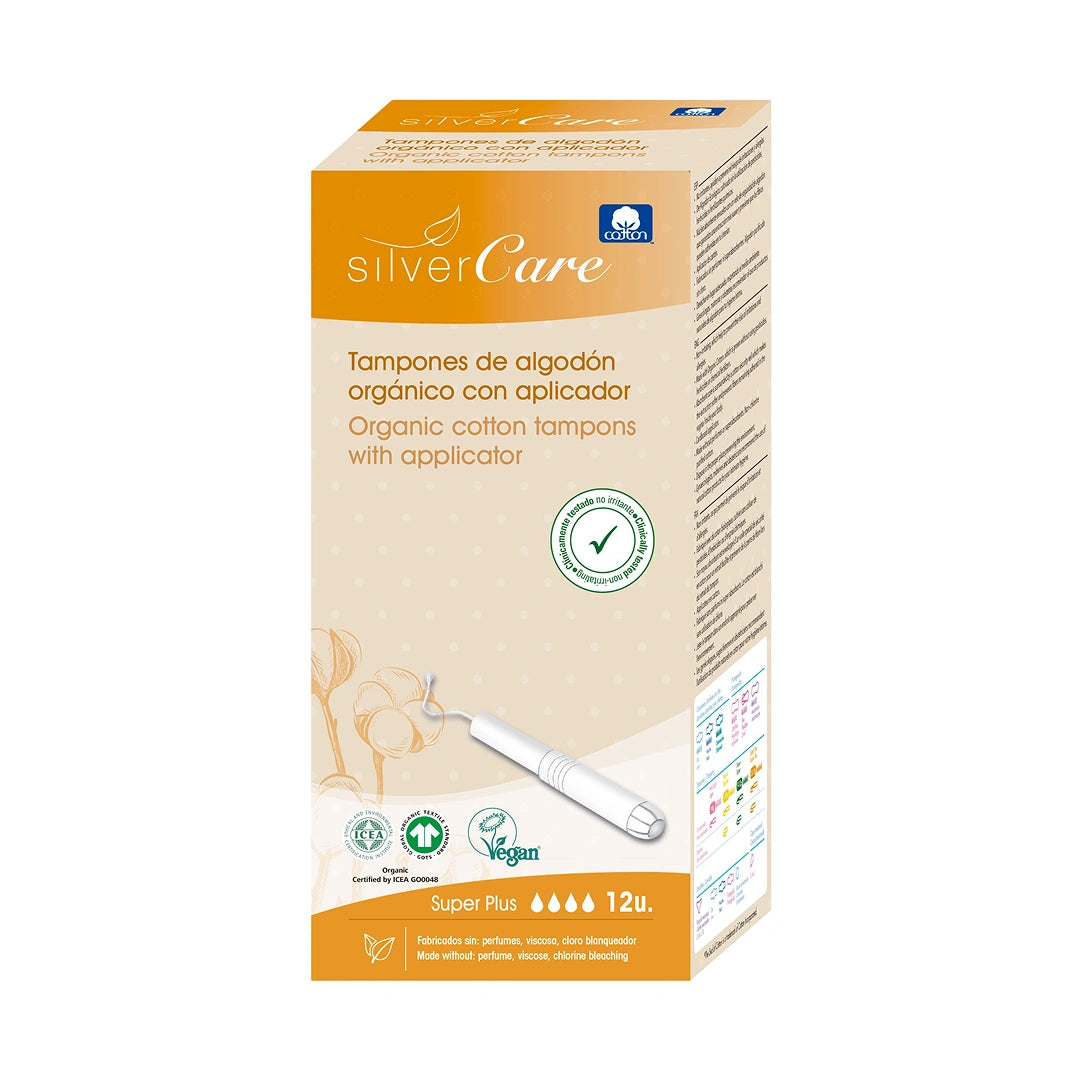 Organic cotton tampons SuperPlus (with applicator) Silver Care BIO 12 pcs
