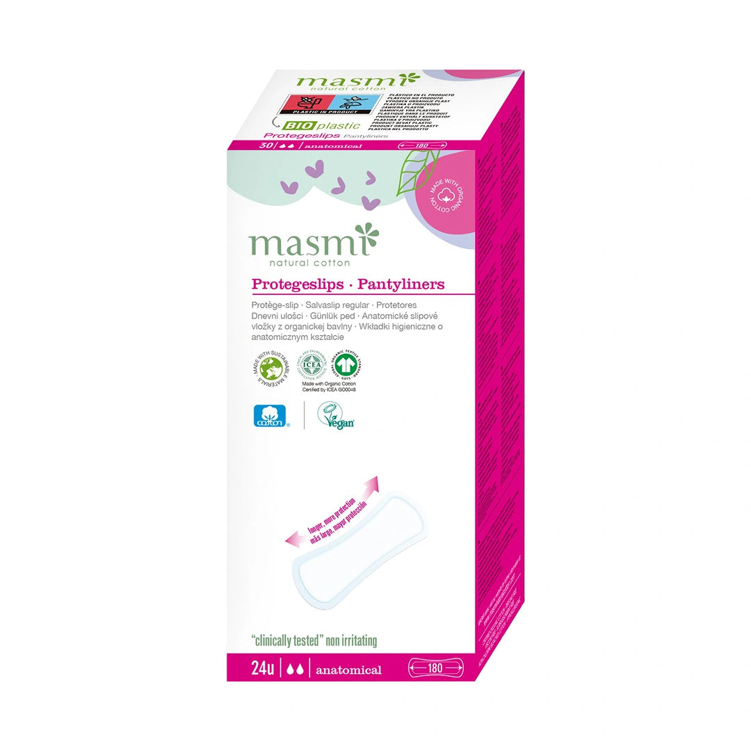 Organic cotton sanitary panty liners Masmi 100% organic cotton 24 pieces