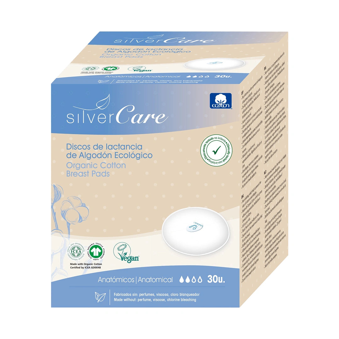 Ekologické prsní vložky SilverCare BIO 100% organická bavlna 30 ks.