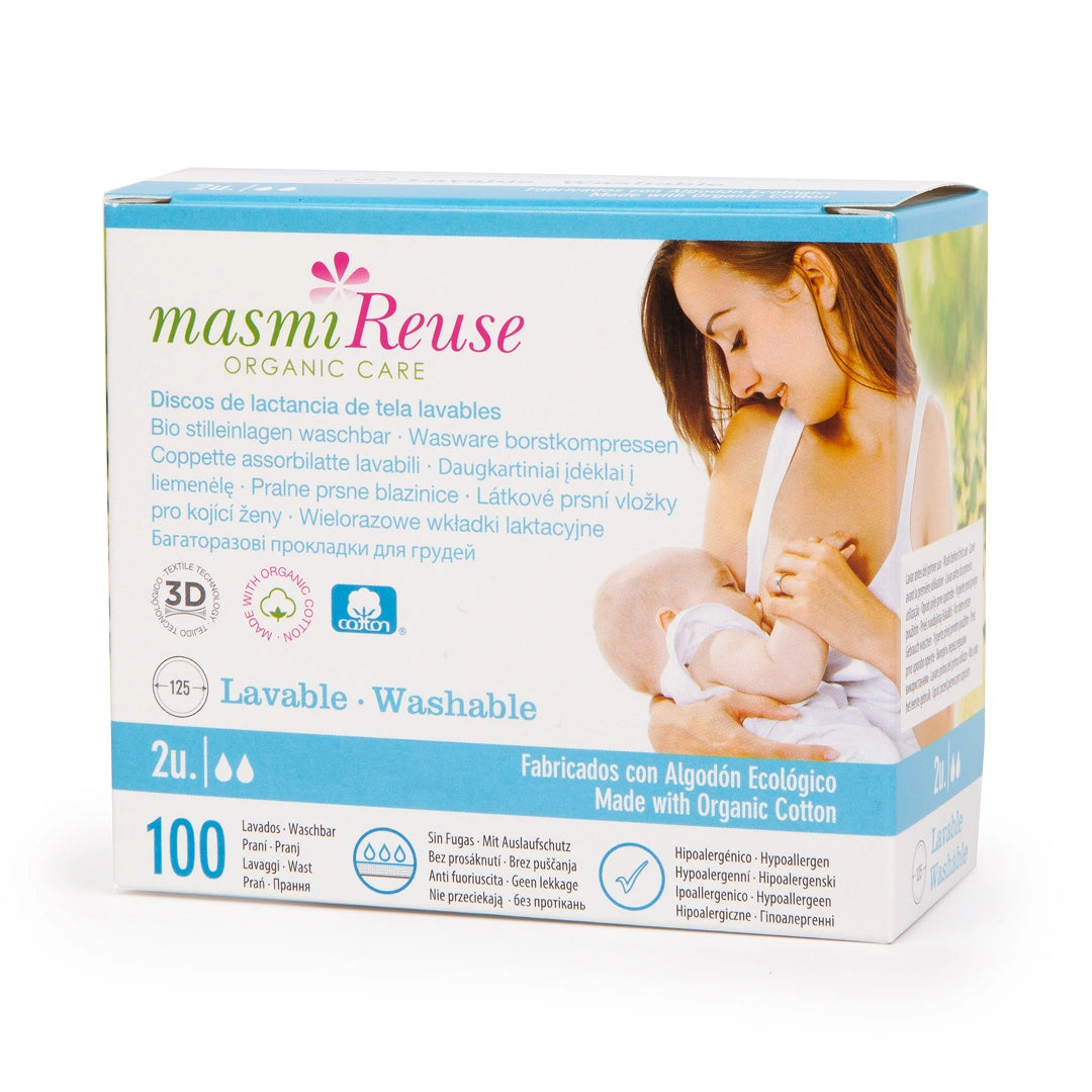 Wiederverwendbare Bio-Stilleinlagen Masmi 100% Baumwolle BIO 2 Stück